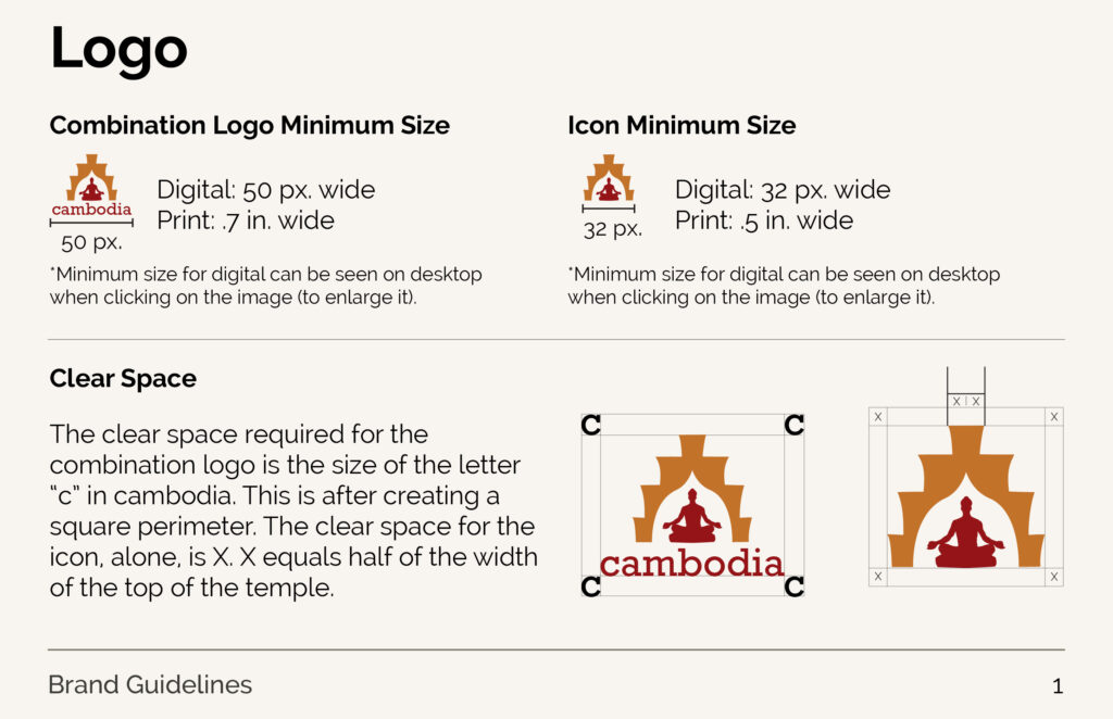 Logo minimum size and icon minimum size.